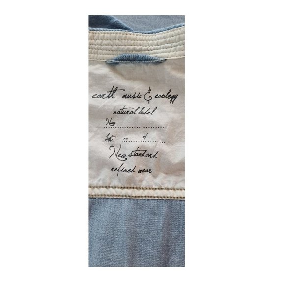 Earth Music and Ecology Denim Dress, Collared Long Sleeve - Picture 6 of 6